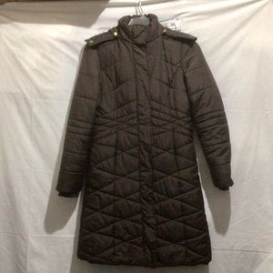 Mossimo Thick Brown Jacket, Long, With Faux Fur Trimmed Hood. Size Small.